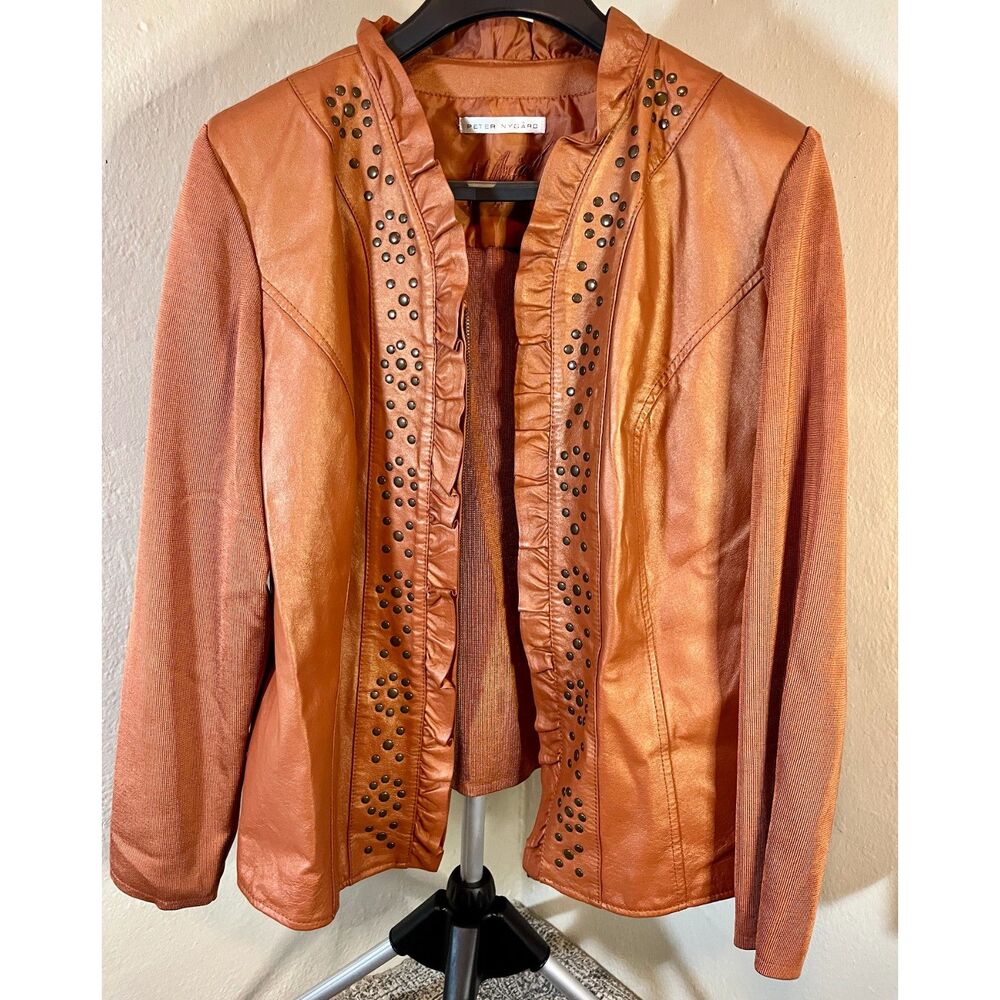 Reba Fall Harmony Cognac Leather Jacket Women's XL Peter Nygard